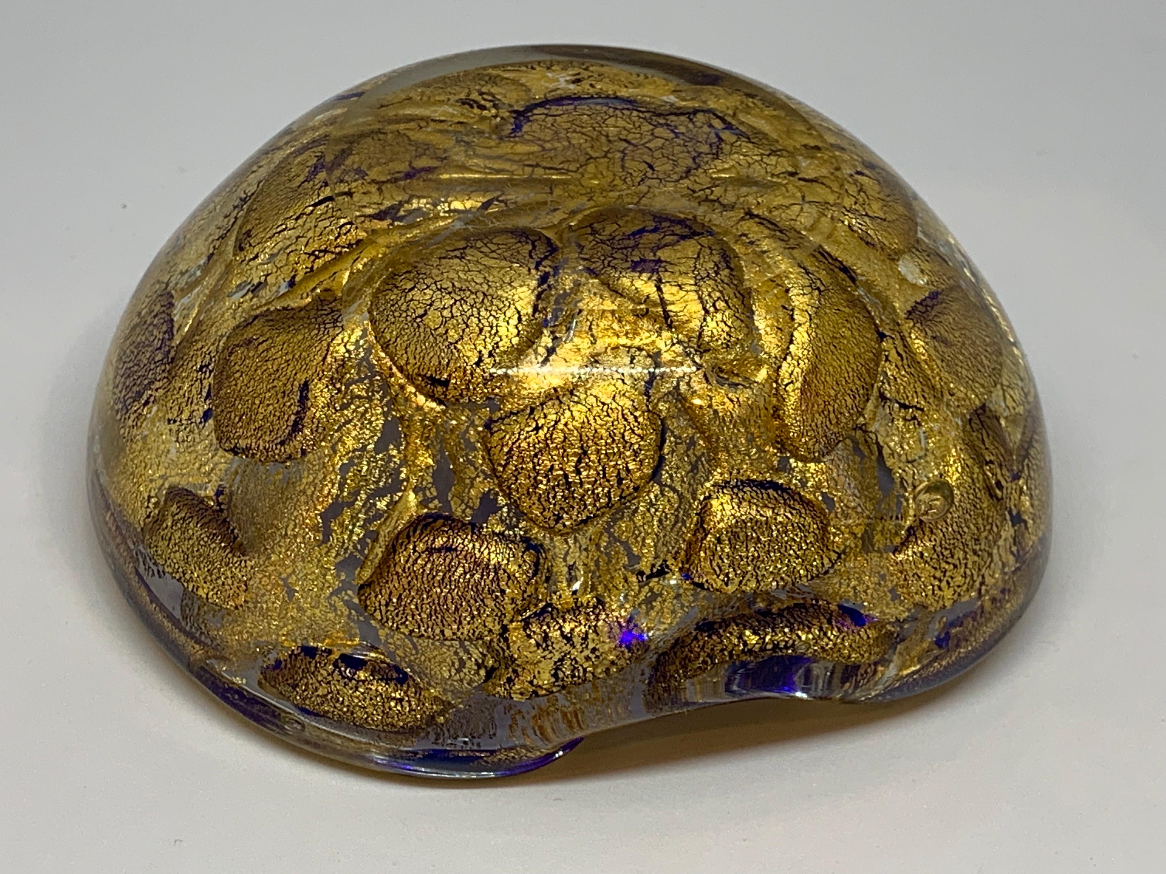 1950er Jahre Lebendiges Kobaltblau und Gold Murano Aschenbecher Schale von Barovier und Toso 3