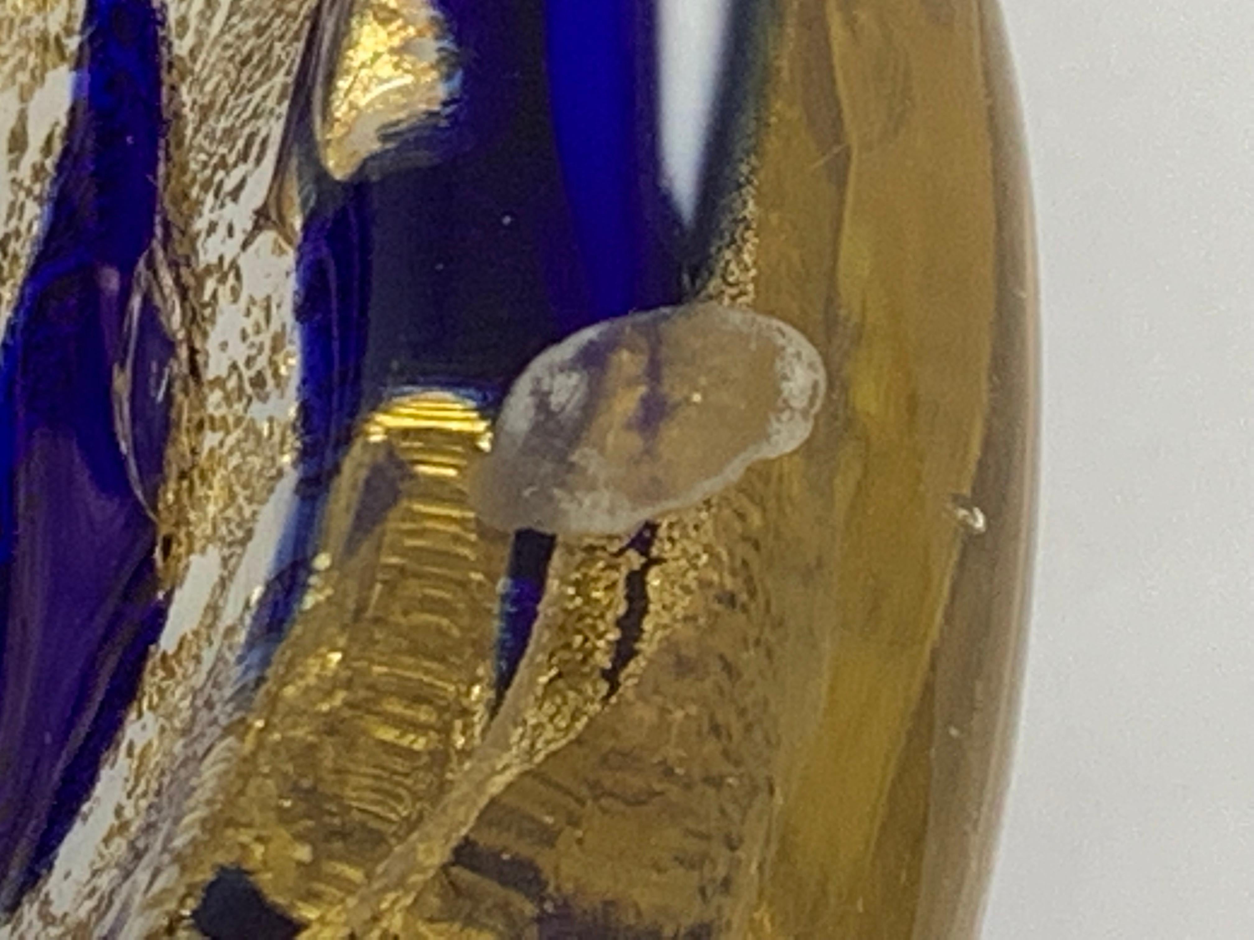 1950s Vibrant Cobalt Blue and Gold Murano Ashtray Bowl by Barovier and Toso In Good Condition In London, England