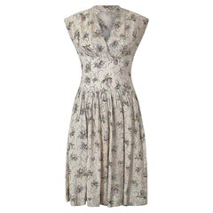 1950 - Victor Josselyn - Robe en soie imprimée de fleurs de rose