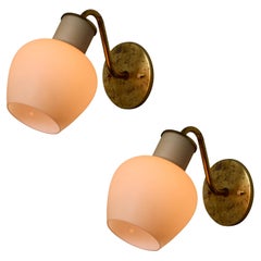 1950s Vilhelm Lauritzen 'Christiansborg' Brass & Glass Sconces for Louis Poulsen