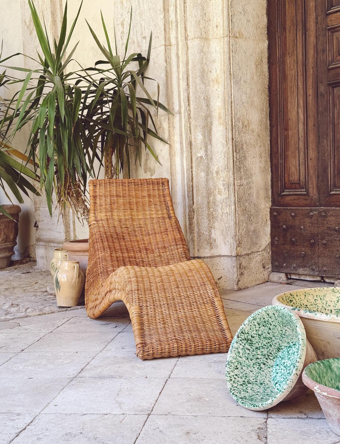 Italian 1950s Vimini Chaise Long For Sale