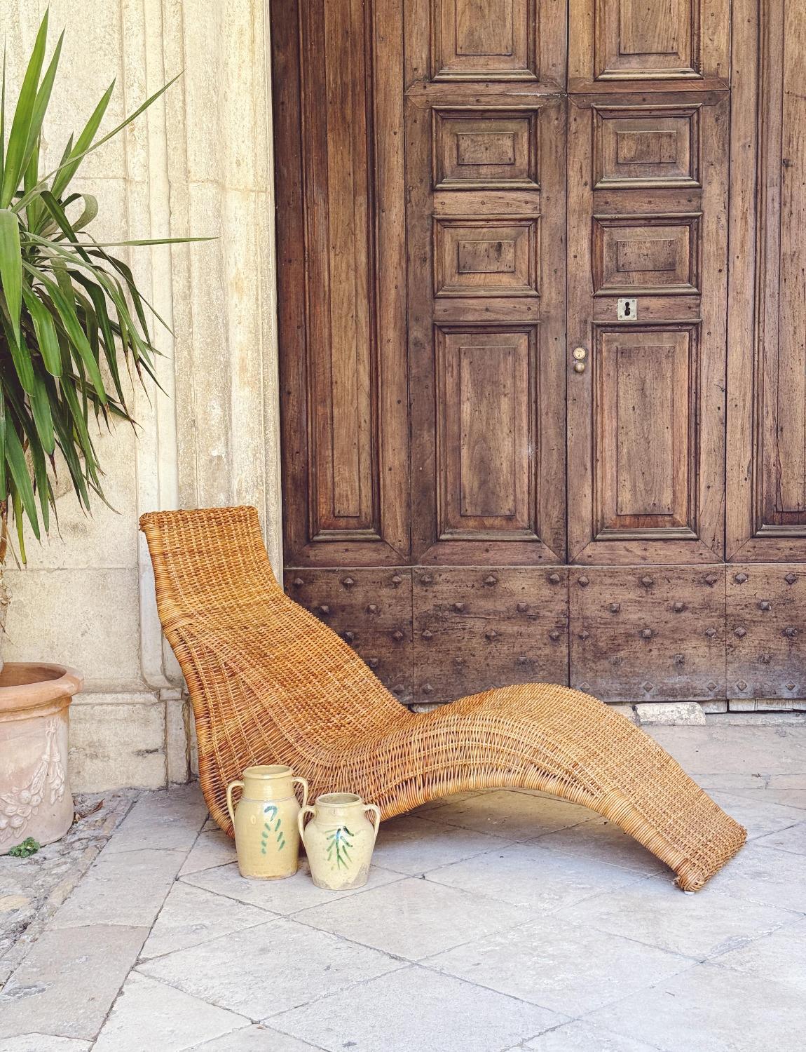 1950s Vimini Chaise Long For Sale 1