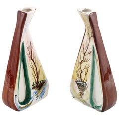 Il Pino Barletta , 1950s Vinegar and Oil Set Container, Hand-Decorated Ceramic