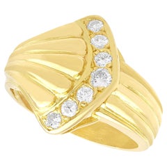 1950s Used 0.18 Carat Diamond and 18k Yellow Gold Dress Ring