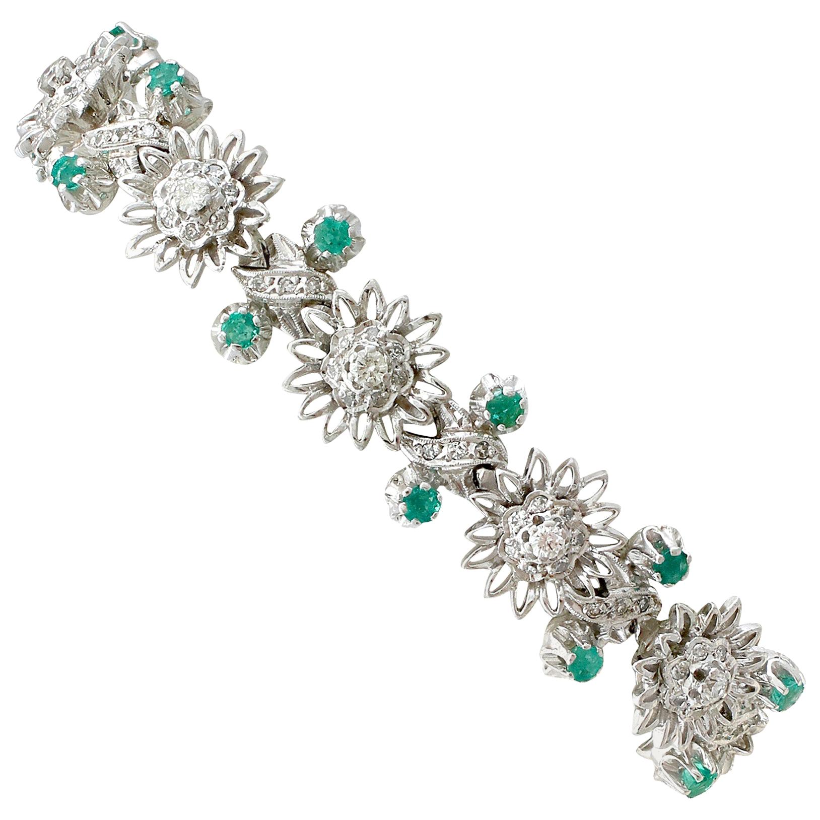 Magnificent 1950s Cabochon Emerald and Diamond Platinum Bracelet at 1stDibs