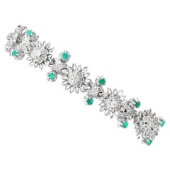 1950s Vintage 1.80 Carat Emerald and 2.86 Carat Diamond White Gold Bracelet