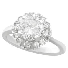 1950er Jahre Vintage 1,83 Karat Diamant und Weißgold Cluster Verlobungsring