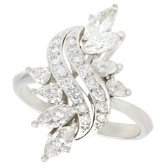 1950s Vintage 2.19 Carat Diamond and Platinum Cocktail Ring