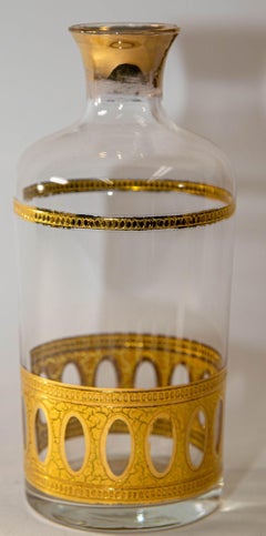 1950s Vintage 22 Karat Gold Wine Decanter Culver Ltd Antigua Pattern Hollywood