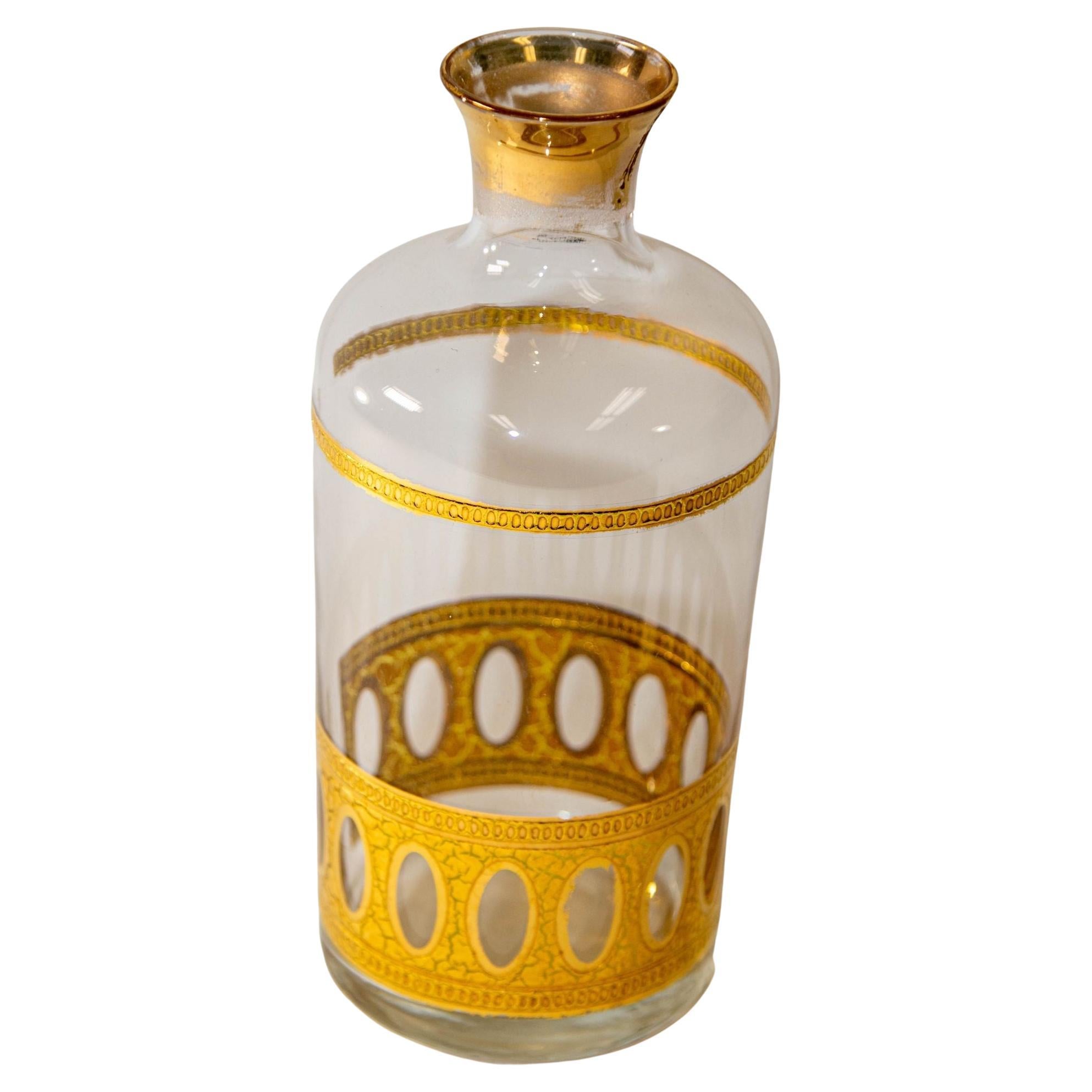 Vintage 22 Karat Gold Wein-Dekanter mit Antigua-Muster, Hollywood, 1950er Jahre