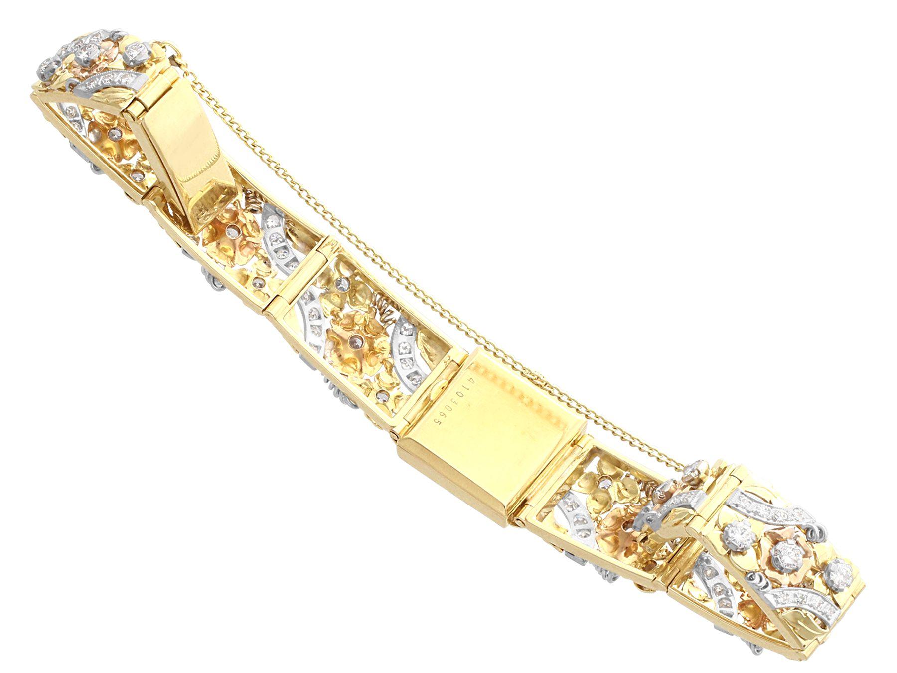 1950s Vintage 5.72 Carat Diamond and Yellow Rose and White Gold Ladies Watch 1