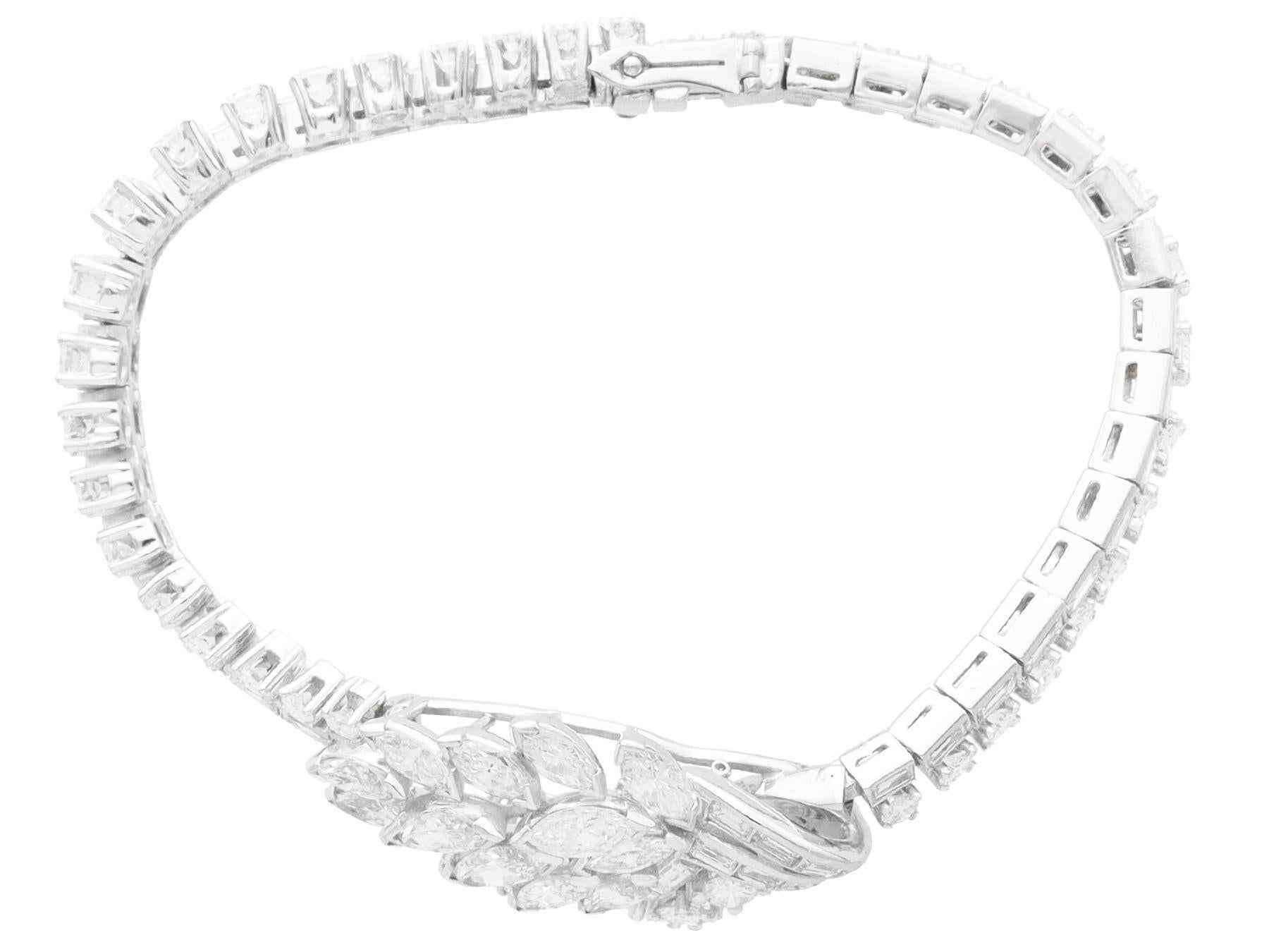 Taille ronde 1950s Vintage 6.85 Carat Diamond and Platinum Bracelet en vente