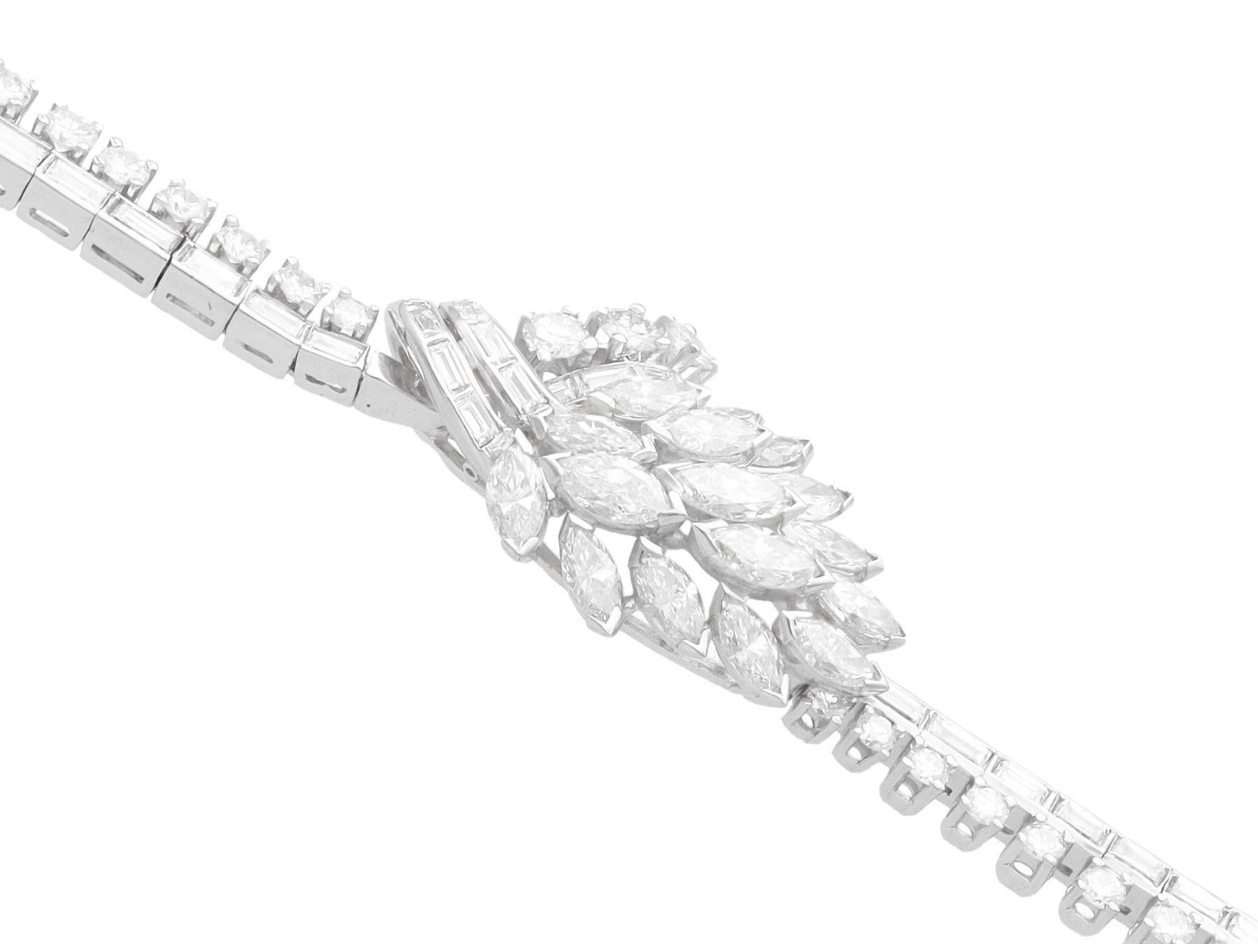 Women's 1950s Vintage 6.85 Carat Diamond and Platinum Bracelet For Sale