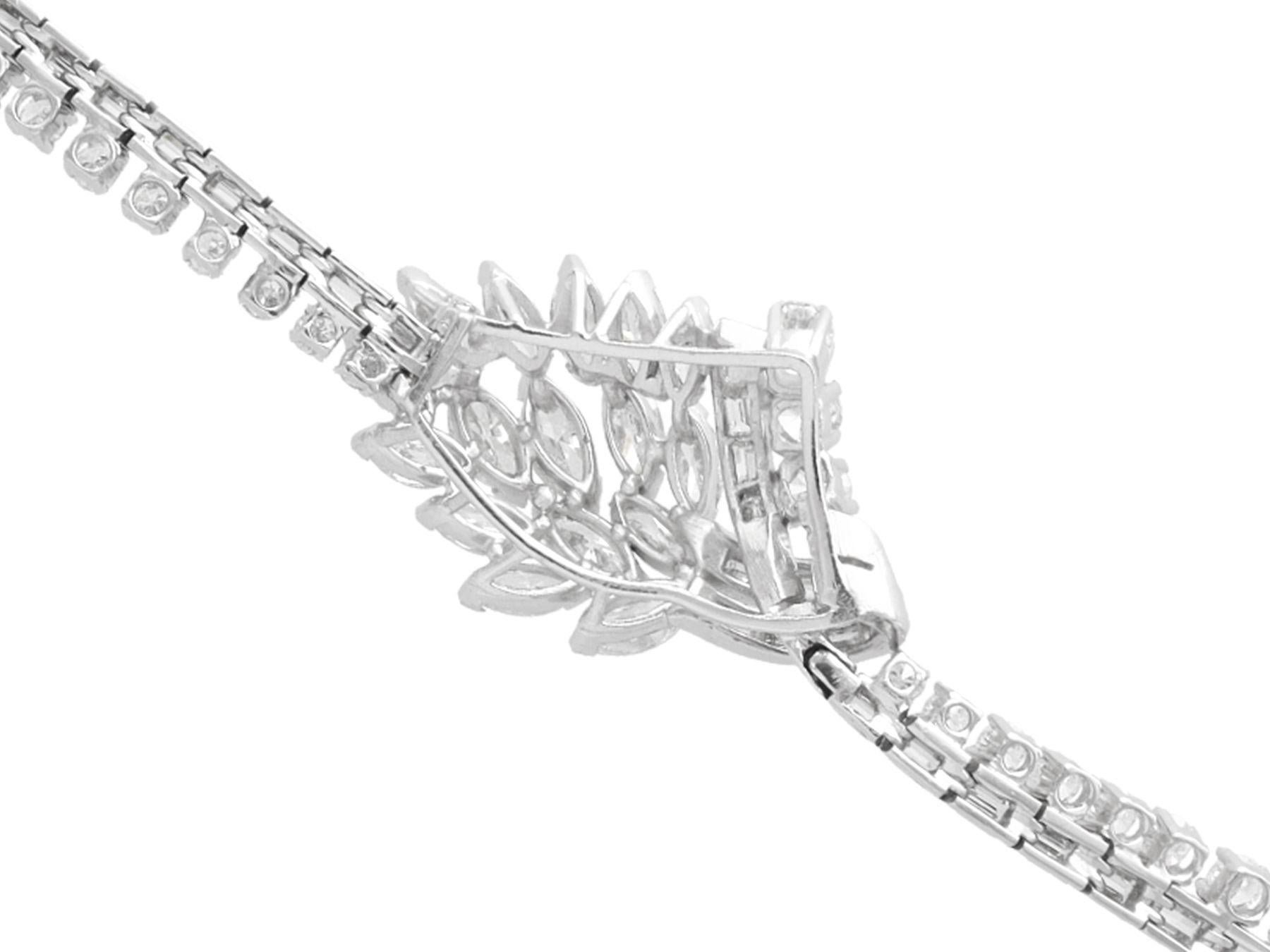 1950s Vintage 6.85 Carat Diamond and Platinum Bracelet For Sale 1