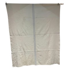1950er Jahre Vintage All Wolldecke Off White Center Blau gestreift Pendleton Stil MCM