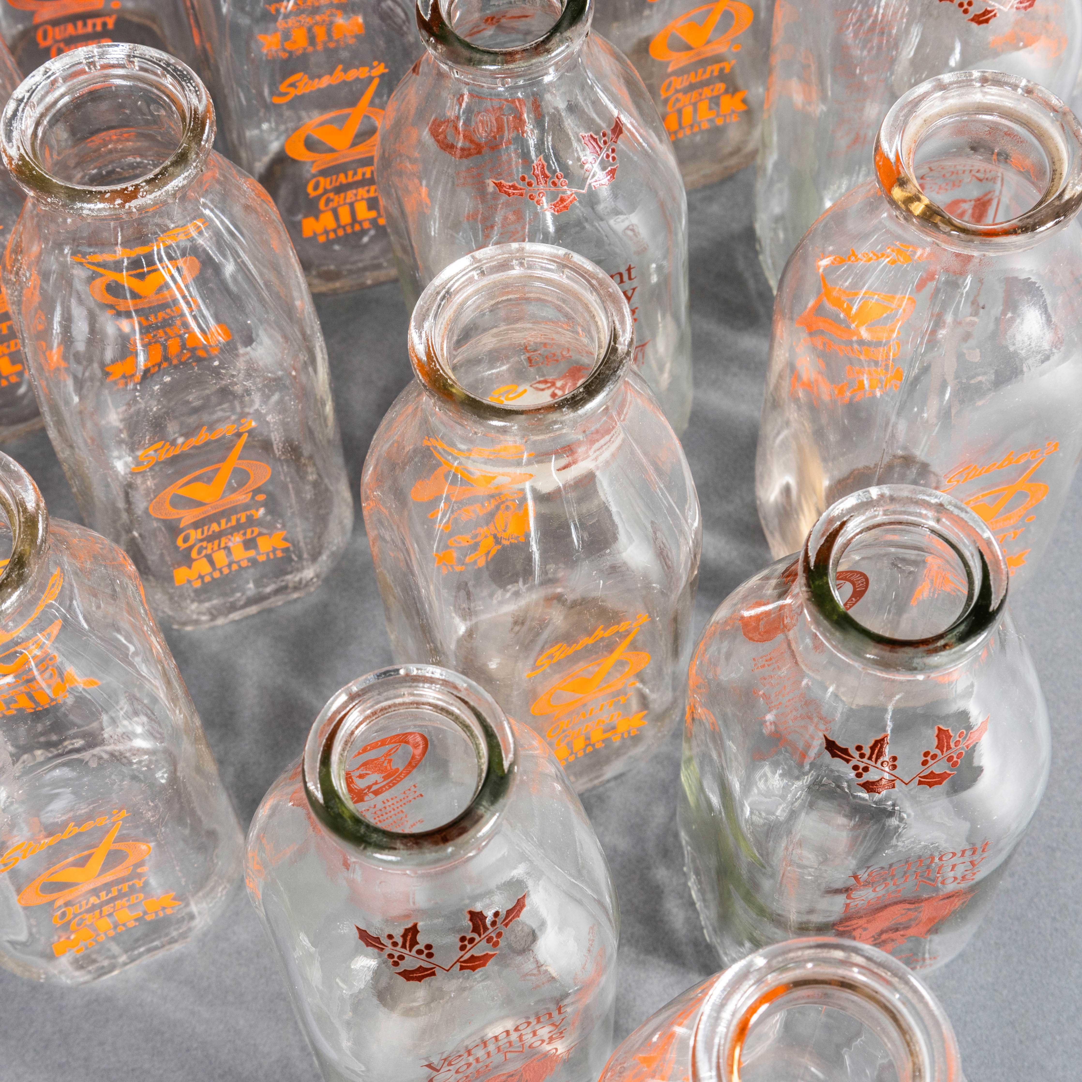 Botellas de leche publicitarias americanas vintage de los años 50 - Gran cantidad disponible Europeo en venta