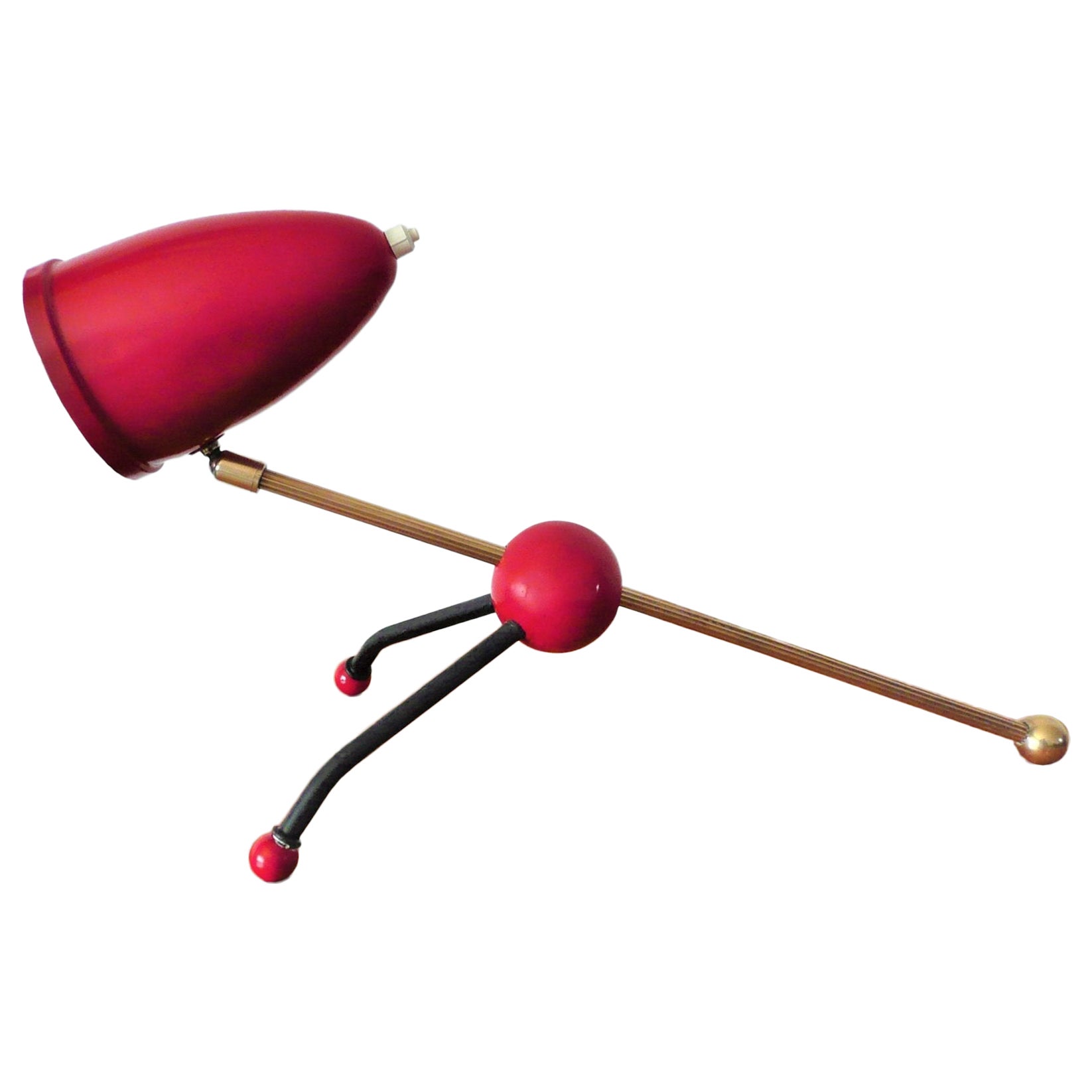 Lampe de table vintage et design réglable en laiton et bakélite Otto Kolb, années 1950