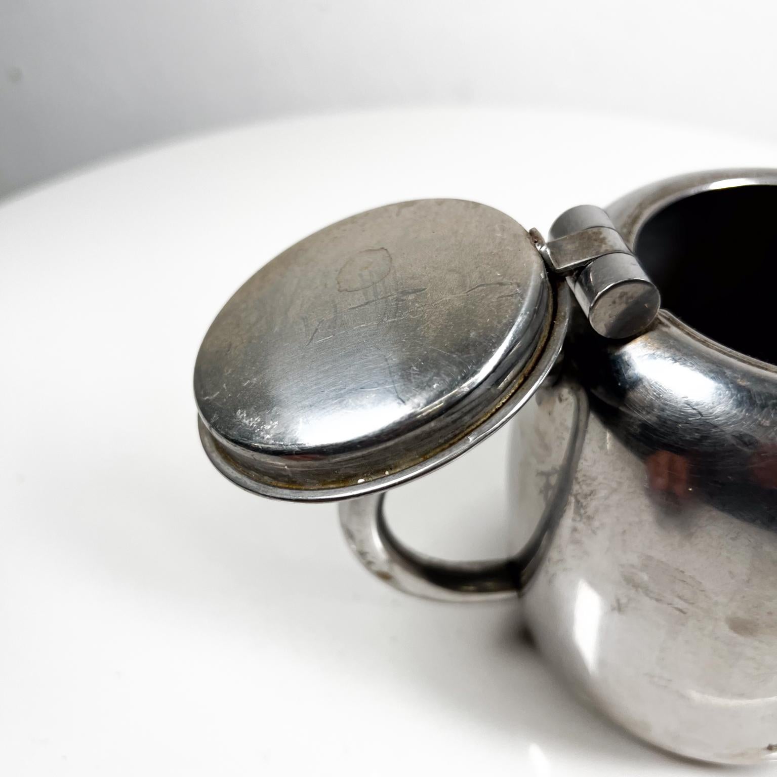 1950s Vintage Art Deco Stylish Small Tea Pot Stainless Steel 3