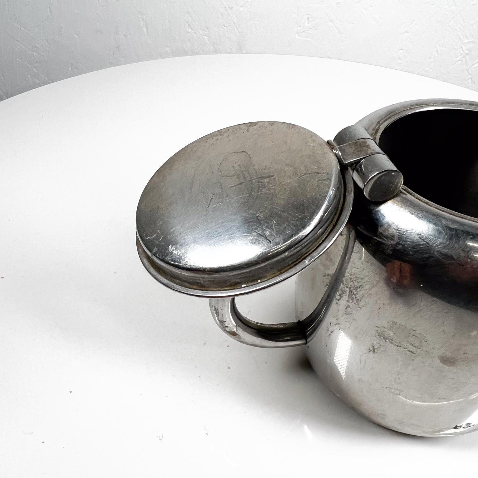 1950s Vintage Art Deco Stylish Small Tea Pot Stainless Steel 5