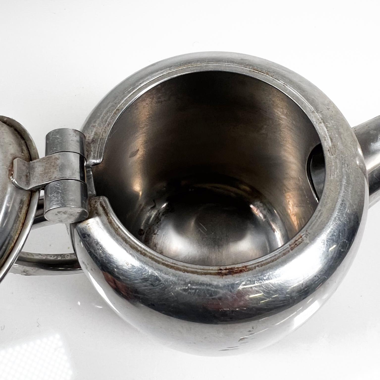 1950s Vintage Art Deco Stylish Small Tea Pot Stainless Steel 6