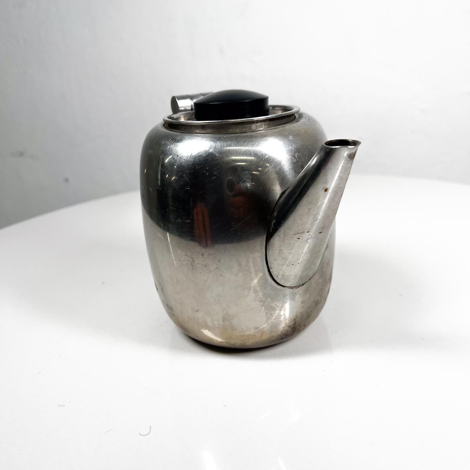 Mid-Century Modern 1950s Vintage Art Deco Stylish Small Tea Pot Stainless Steel