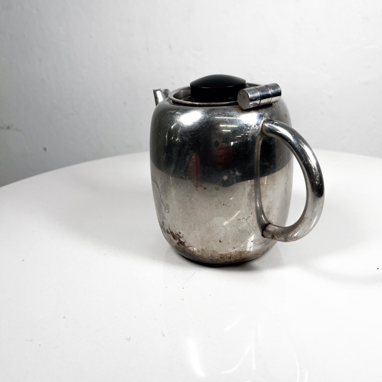 1950s Vintage Art Deco Stylish Small Tea Pot Stainless Steel 1