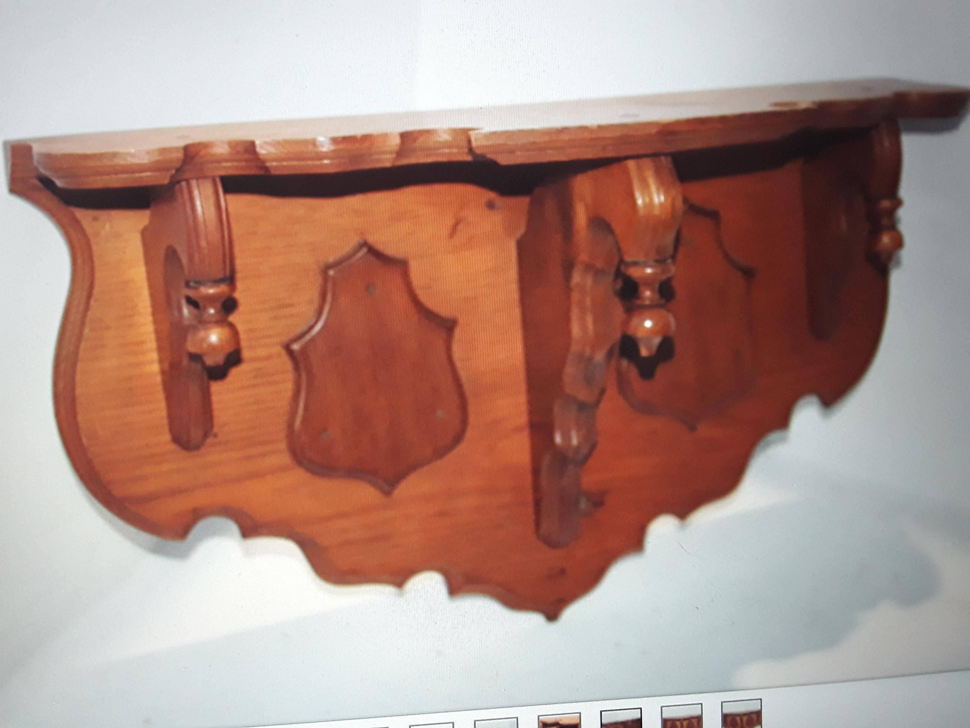 Vintage Arts and Crafts style Floating Hall Shelf. Nicely carved.