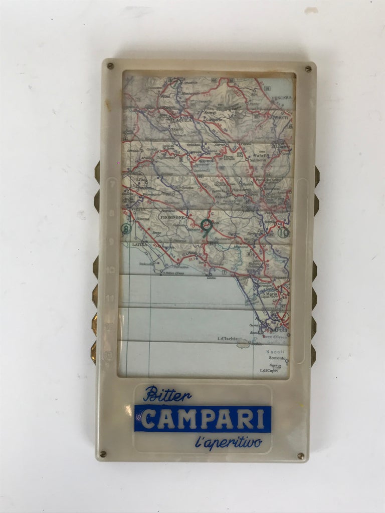 Mid-Century Modern 1950s Vintage Automatic Map of Italy Advertising Gift by Davide Campari Company For Sale