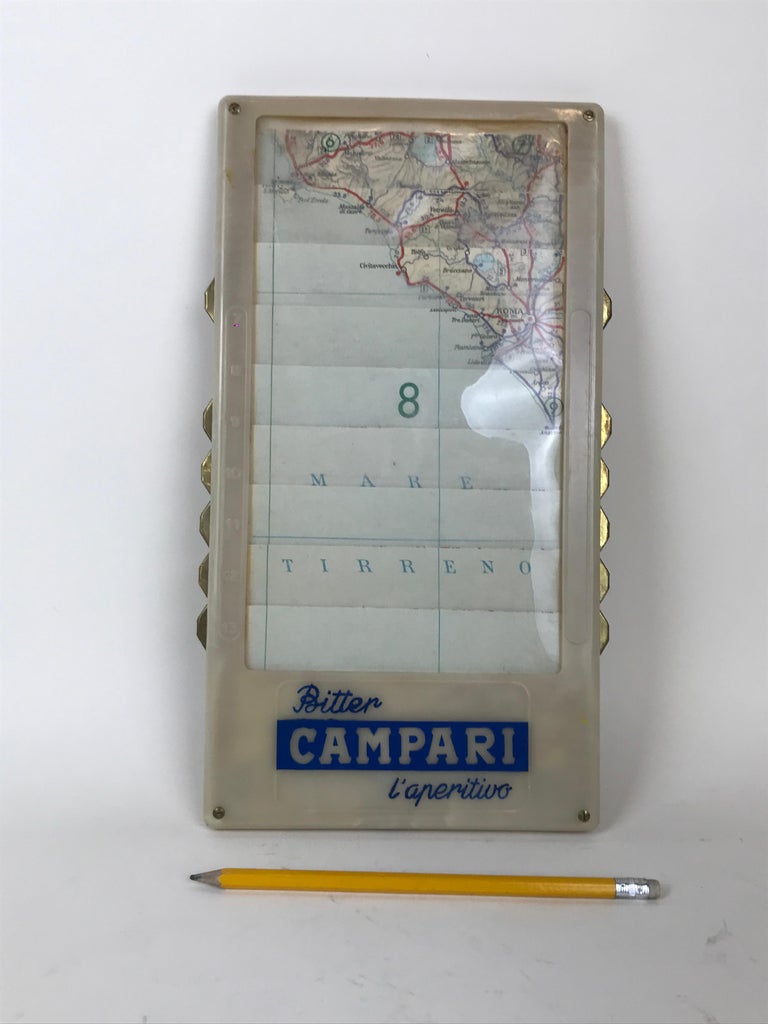 Italian 1950s Vintage Automatic Map of Italy Advertising Gift by Davide Campari Company For Sale