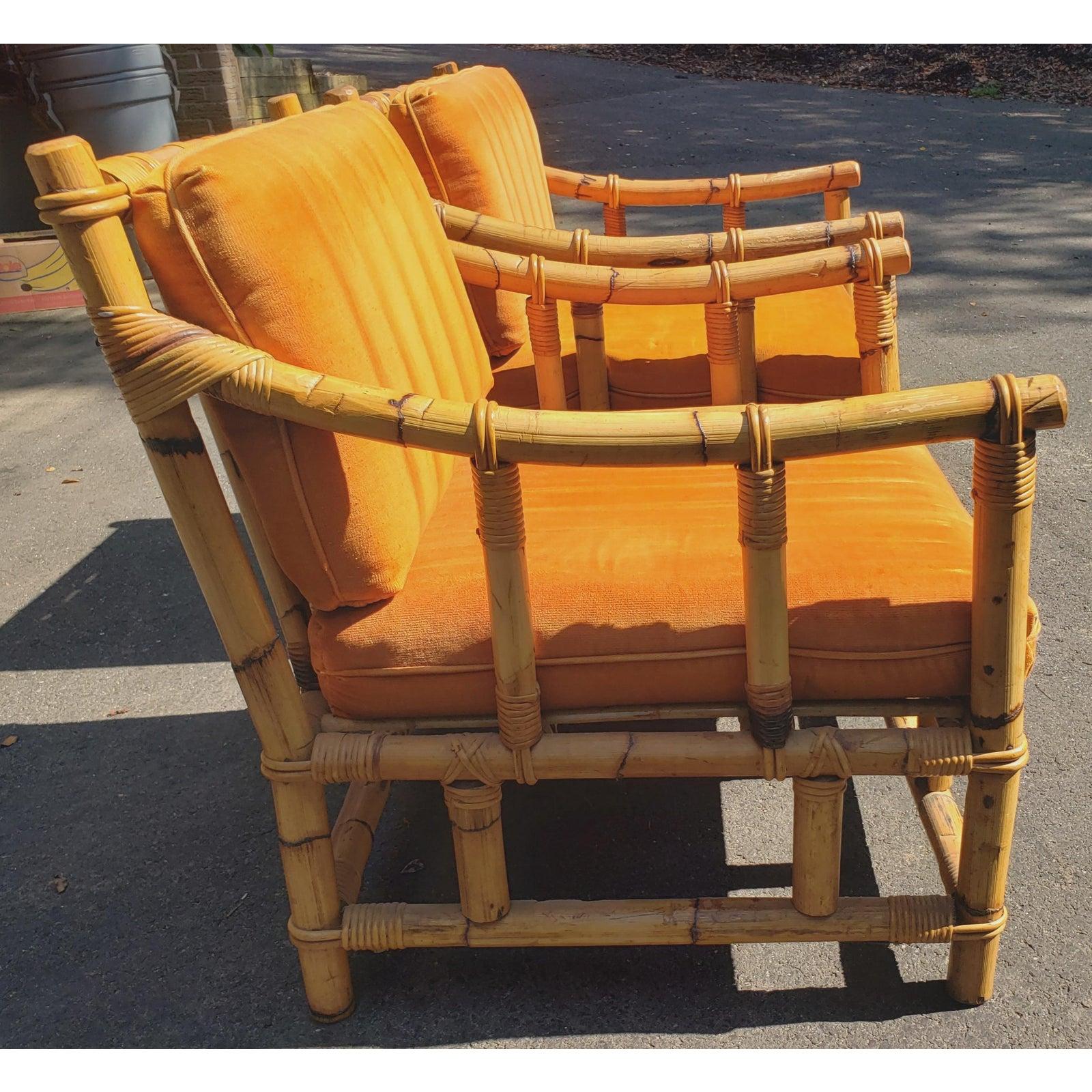 Hand-Crafted 1950s Vintage Bamboo Lounge Chairs, a Pair