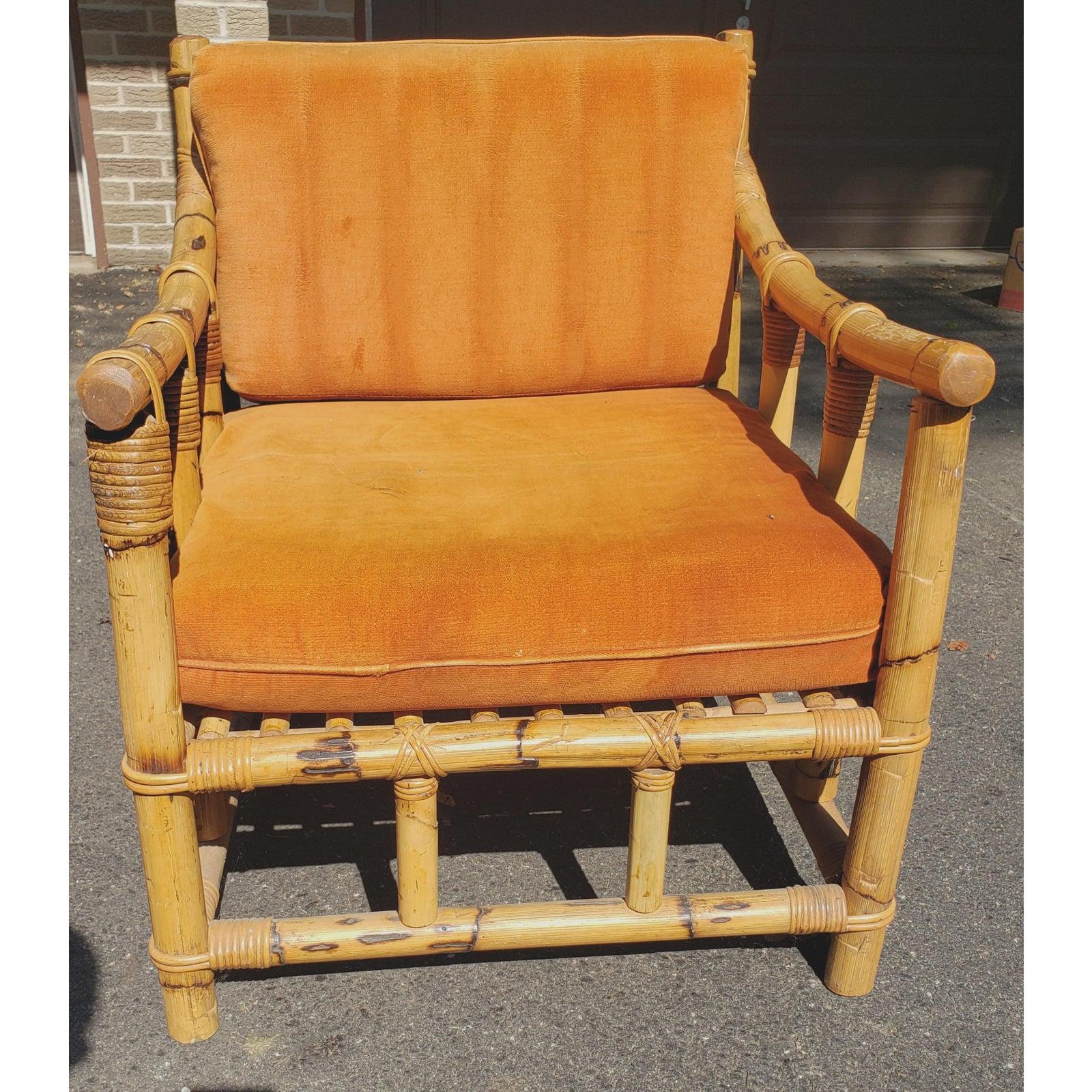 20th Century 1950s Vintage Bamboo Lounge Chairs, a Pair
