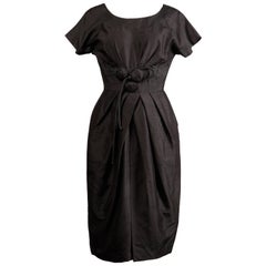 1950er Vintage Cocktailkleid aus schwarzer Seide