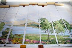 1950s Vintage Block Printed Wallpaper Mural Scottish Landscape Scene Sanderson