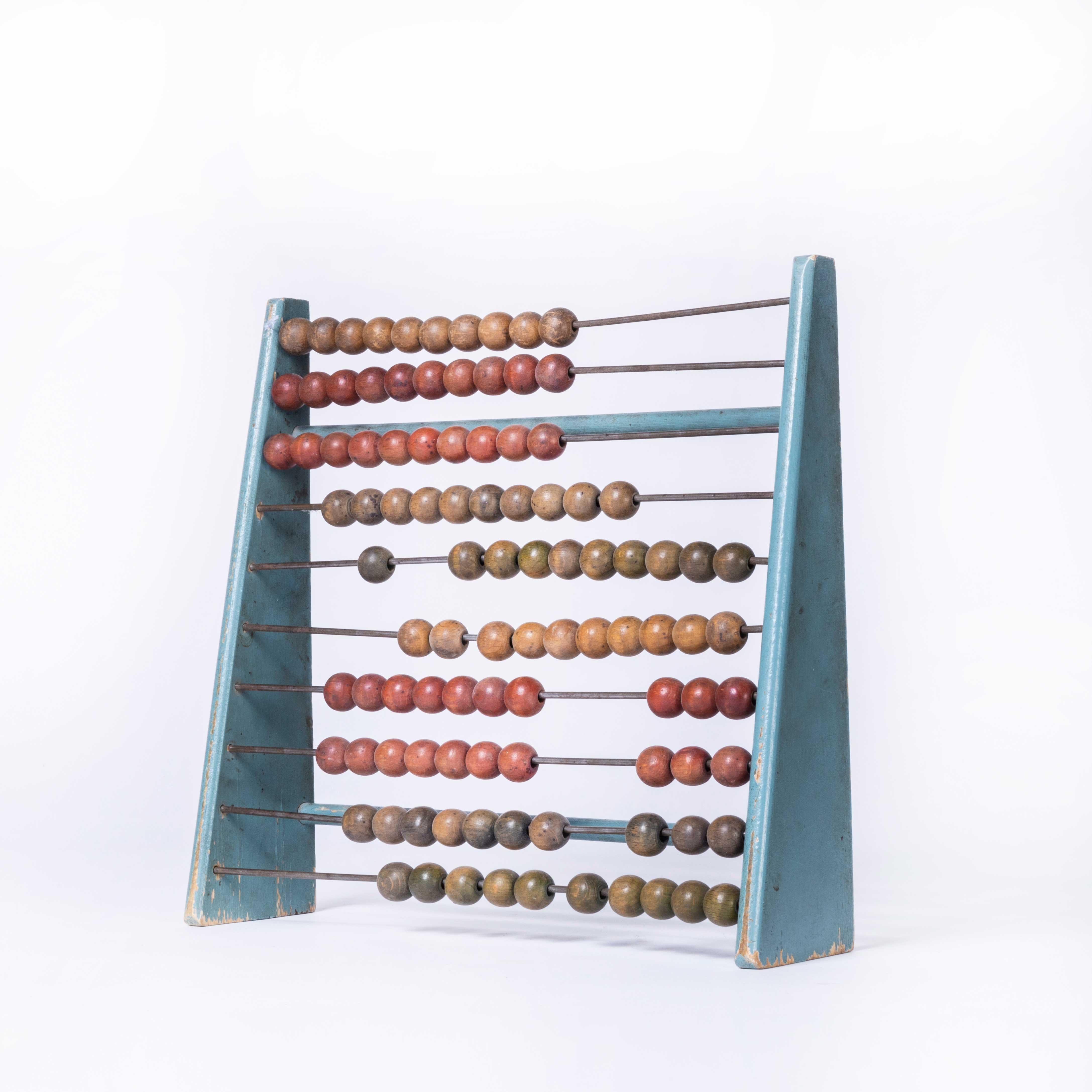 1950's Vintage Blue Framed Abacus In Good Condition For Sale In Hook, Hampshire
