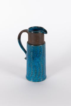 1950s vintage blue stoneware jug by Nils Kähler