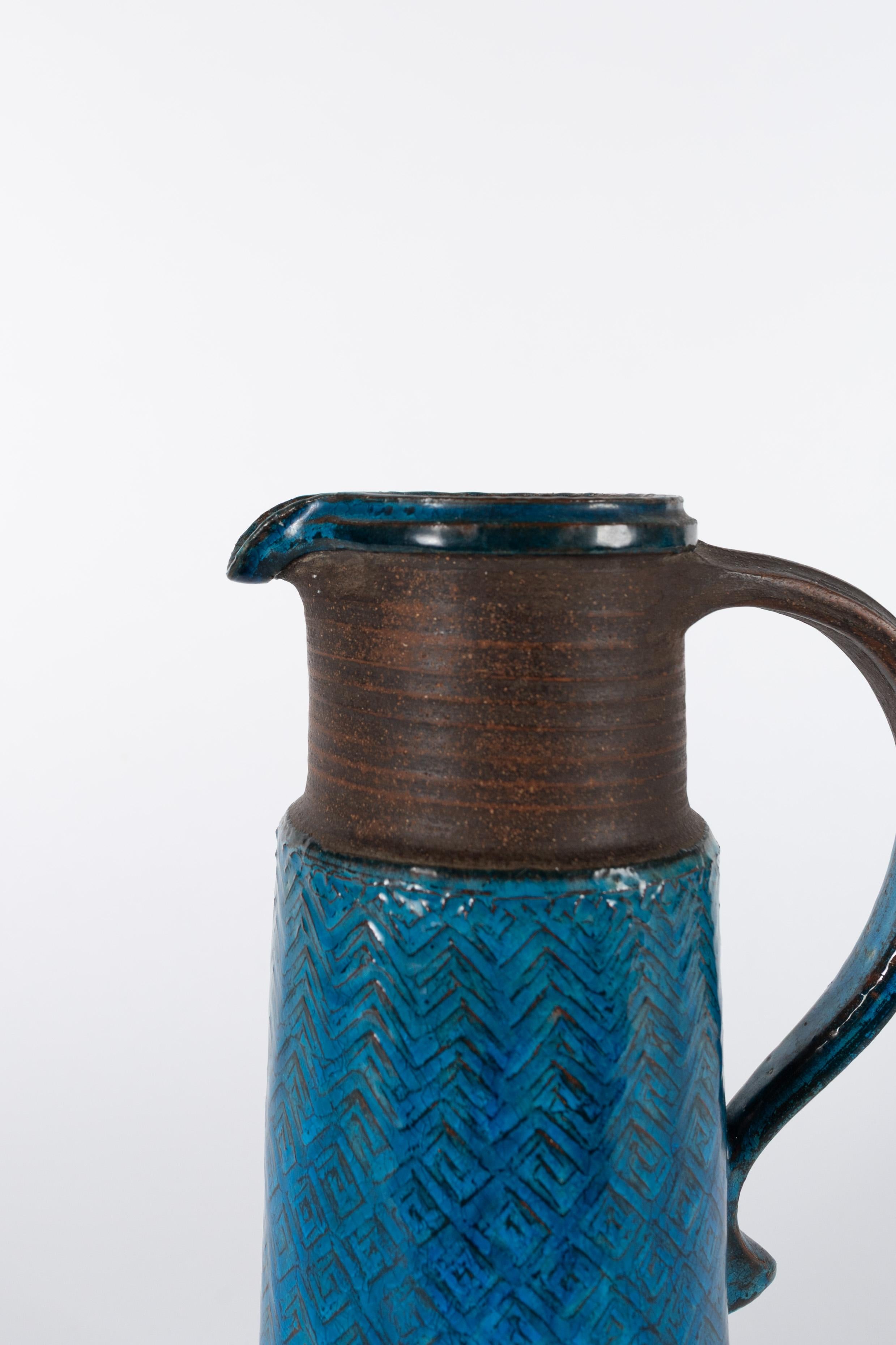 Pichet en grès bleu vintage des années 1950 par Nils Kähler Bon état - En vente à Oostende, BE