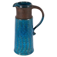 1950s vintage blue stoneware jug by Nils Kähler