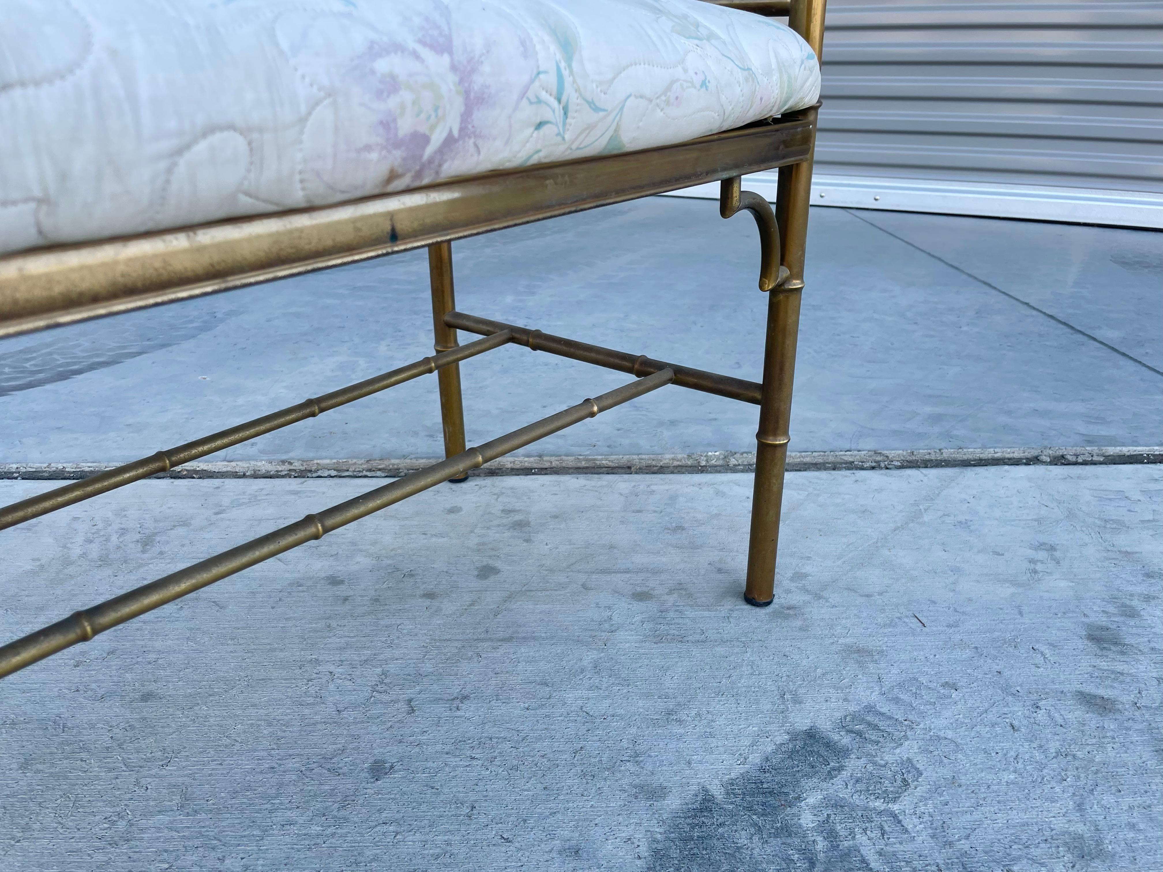 1950s Vintage Brass Bamboo Style Bench For Sale 4