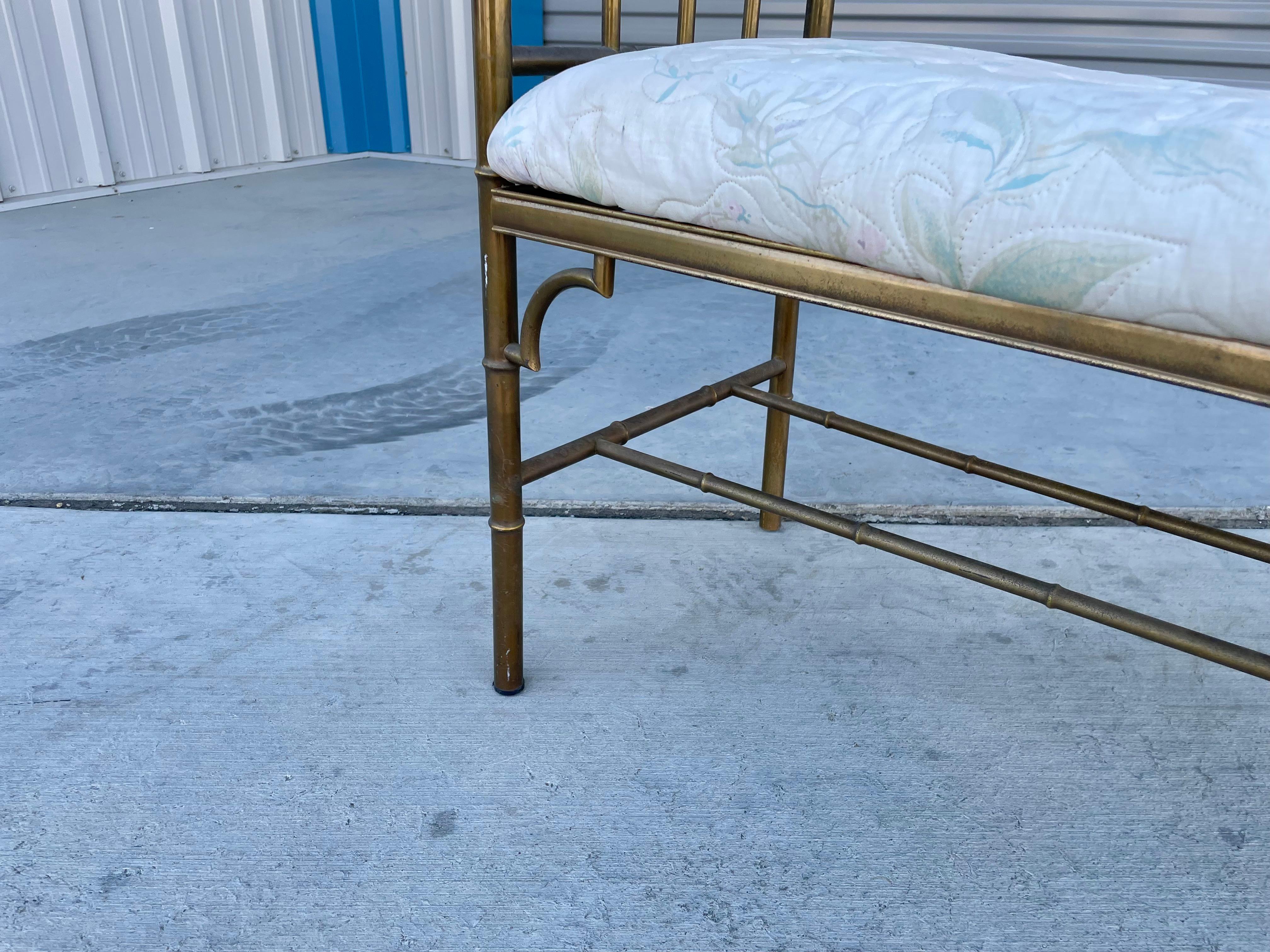 1950s Vintage Brass Bamboo Style Bench In Good Condition For Sale In North Hollywood, CA