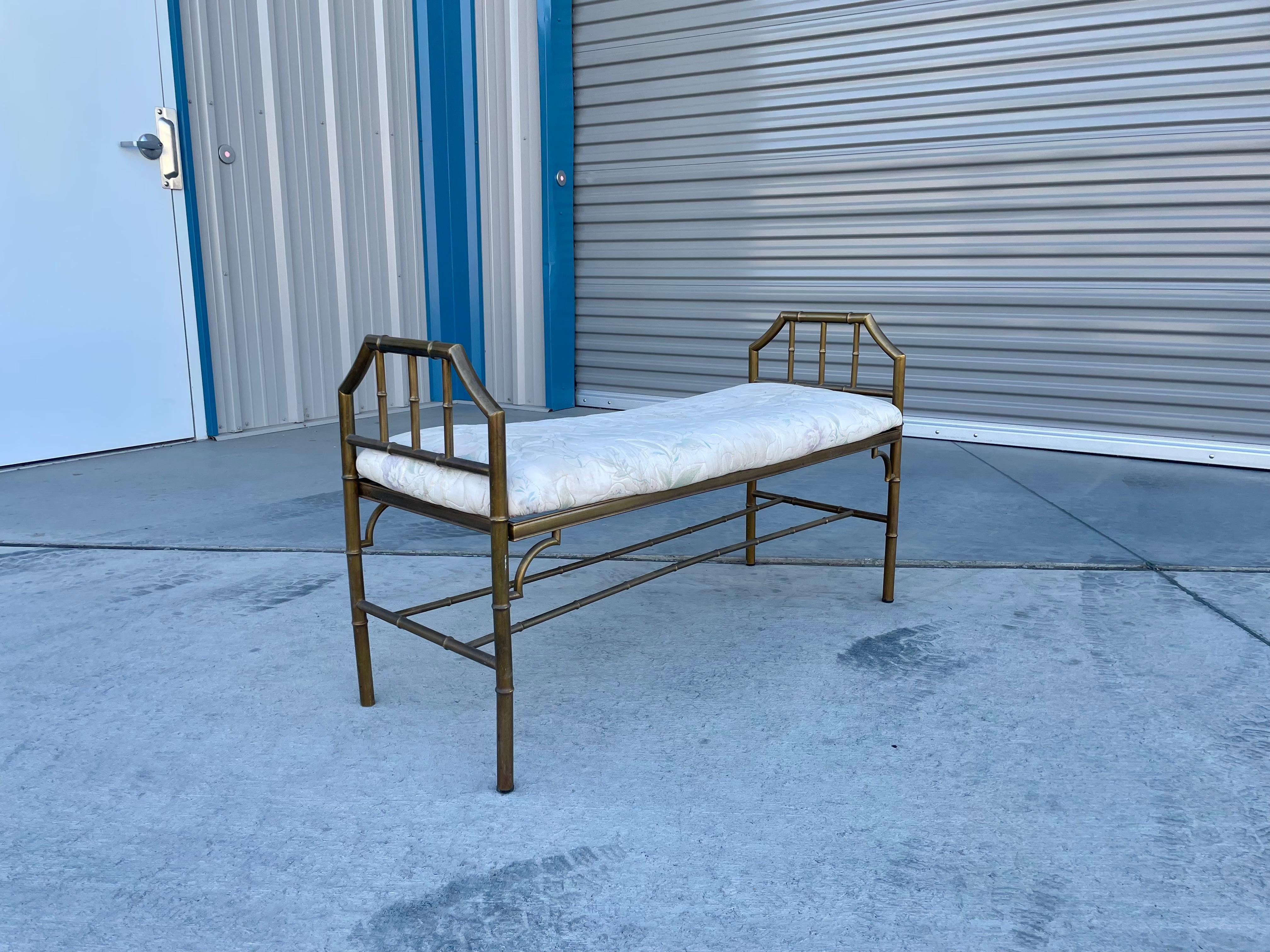 1950s Vintage Brass Bamboo Style Bench For Sale 1