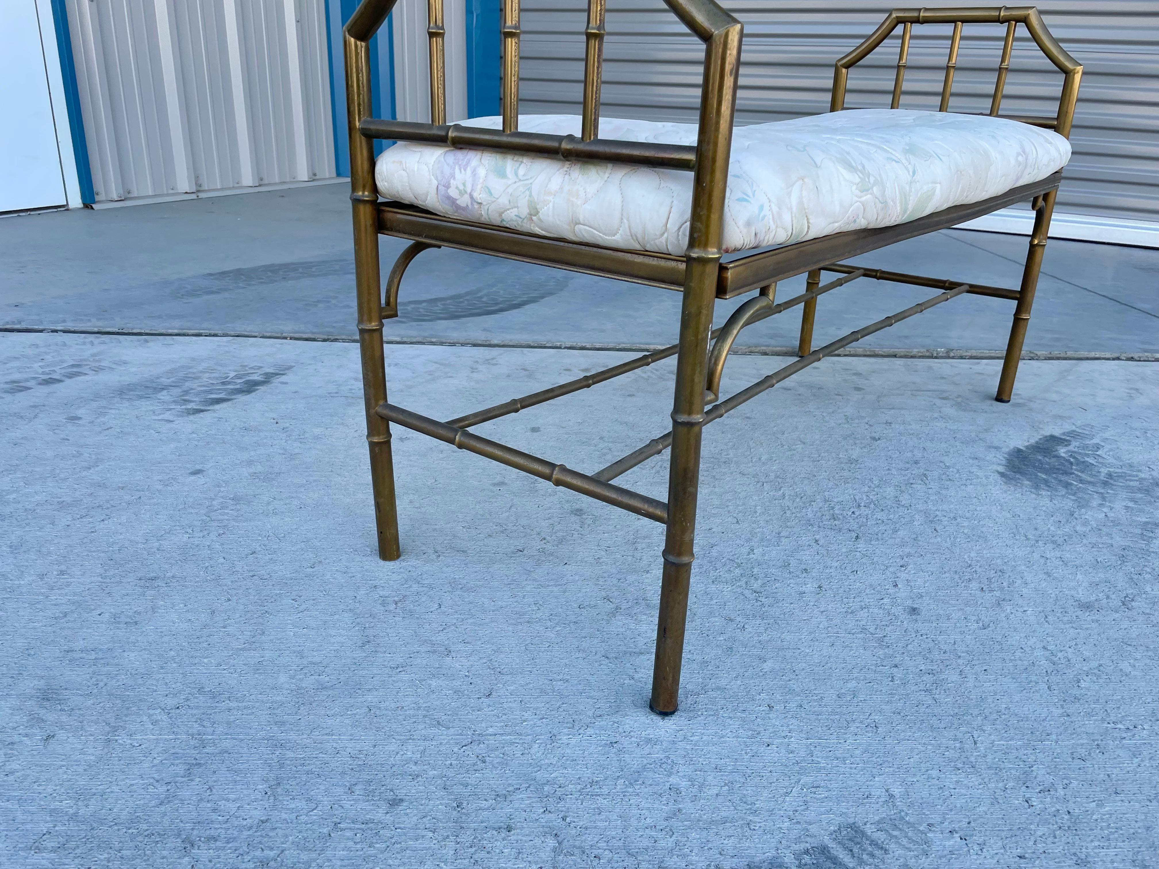 1950s Vintage Brass Bamboo Style Bench For Sale 2