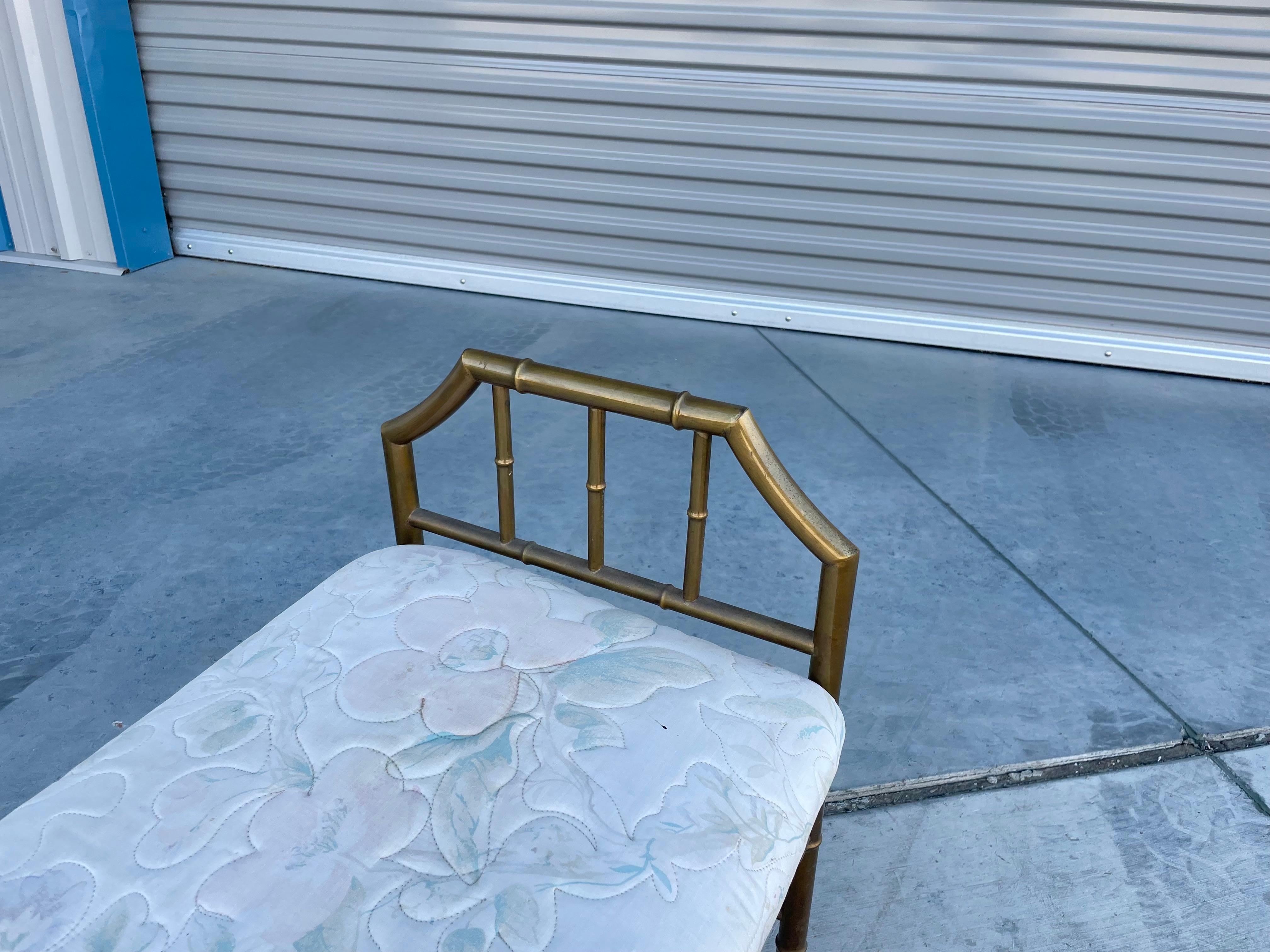 1950s Vintage Brass Bamboo Style Bench For Sale 3