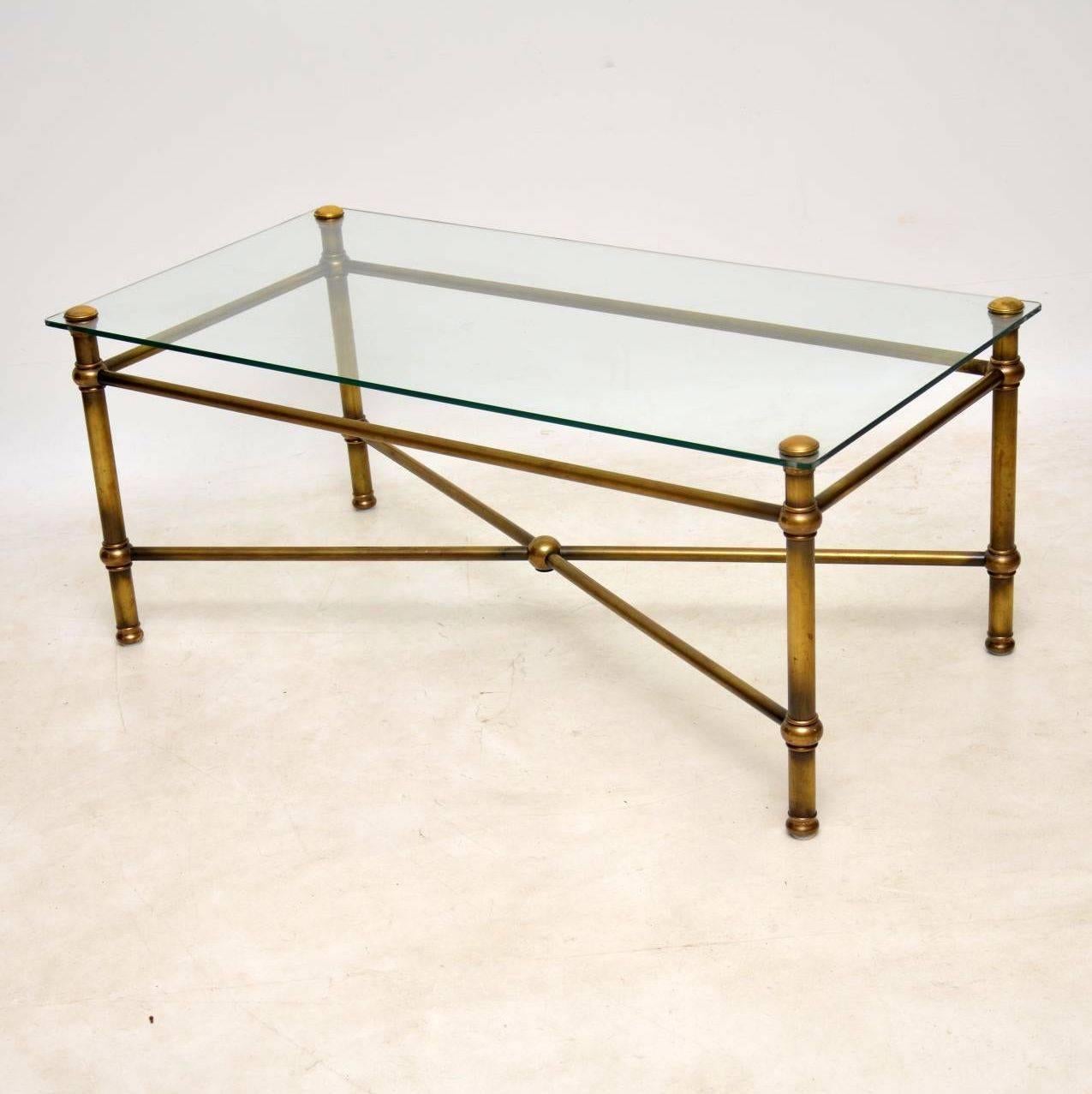 French 1950s Vintage Brass Coffee Table