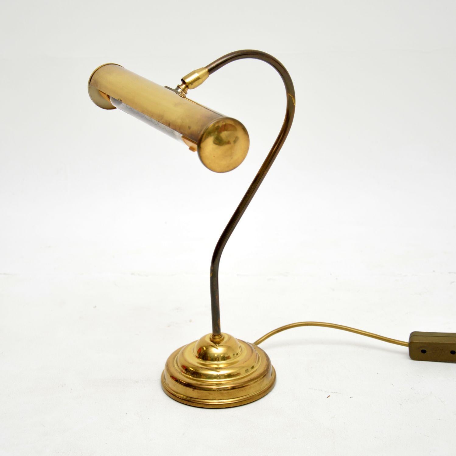 English 1950's Vintage Brass Desk Lamp For Sale