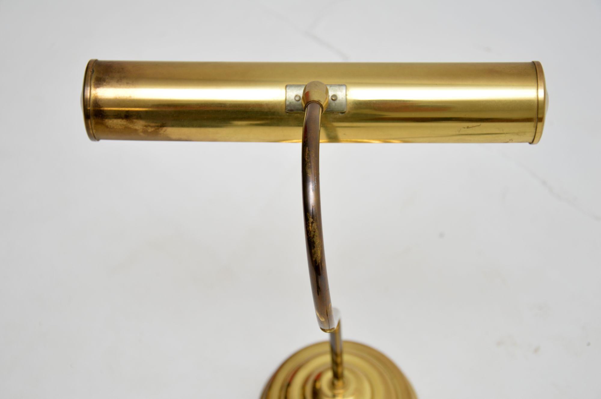 20th Century 1950's Vintage Brass Desk Lamp For Sale