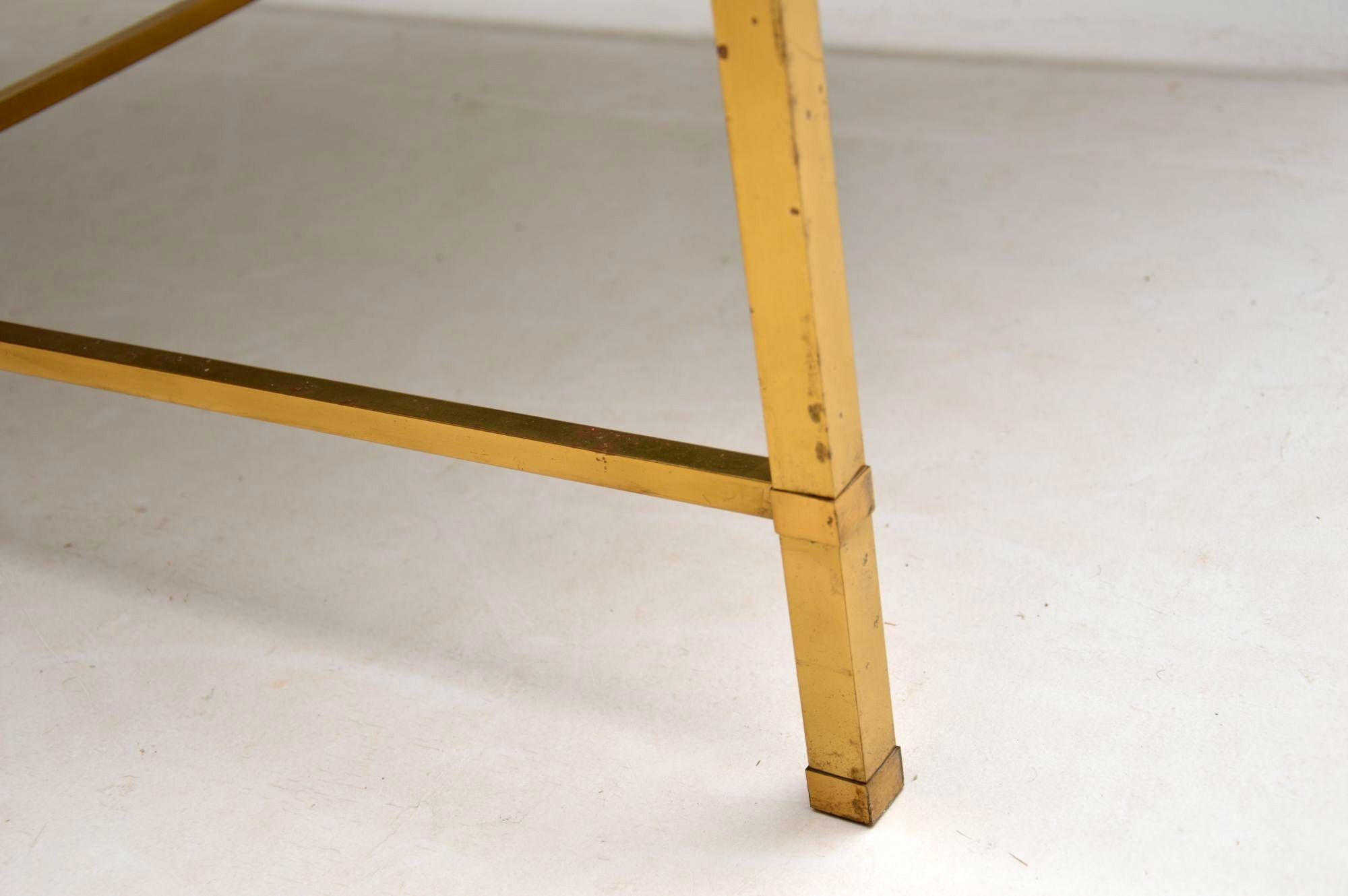 Mid-20th Century 1950s Vintage Brass and Marble Coffee Table