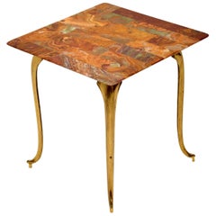 1950s Vintage Brass and Onyx Side Table