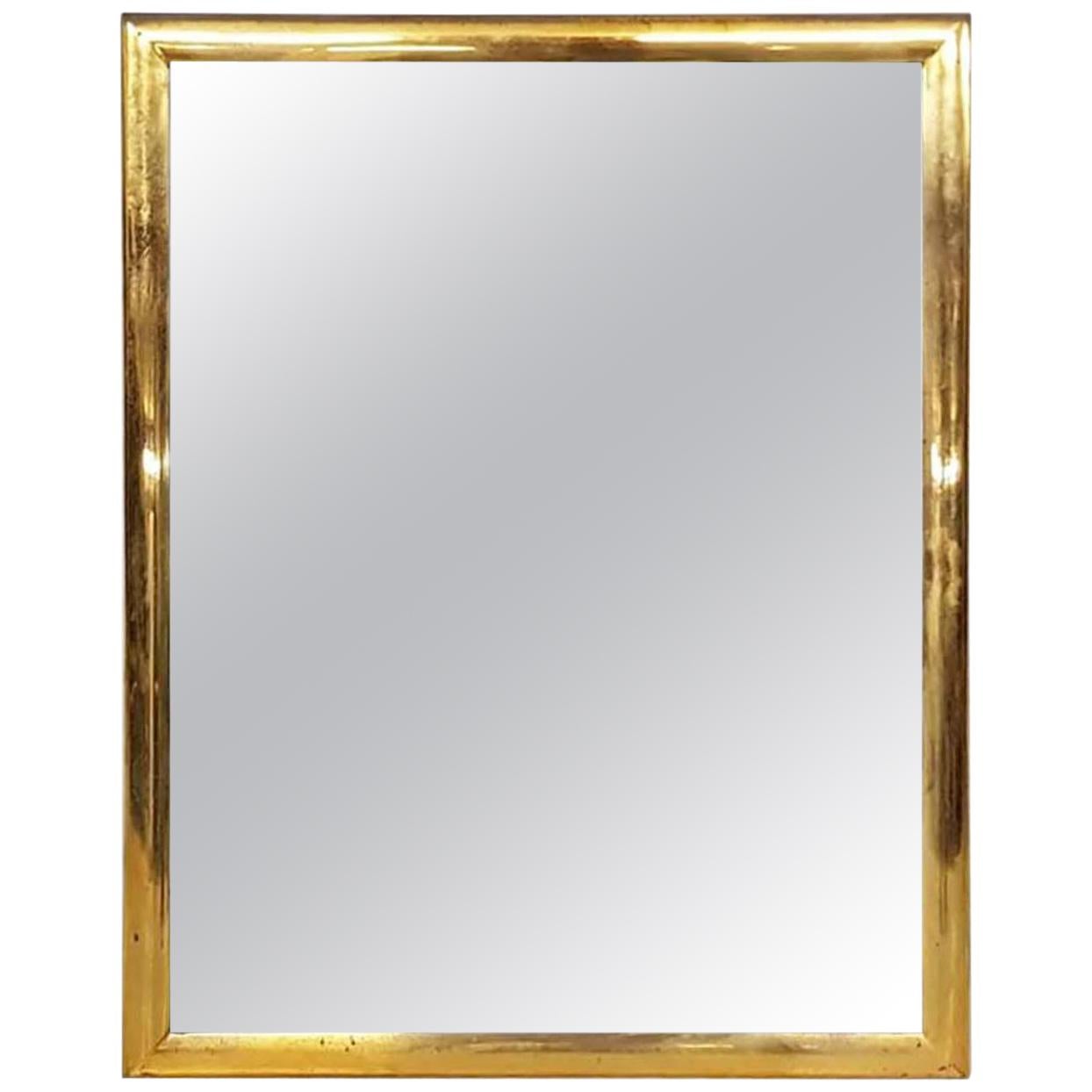 1950s Vintage Brass Rectangle Mirror For Sale
