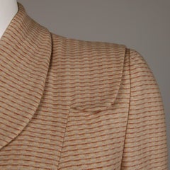 Giacca blazer in lana marrone e beige vintage degli anni '50 taglia XS