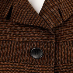 1950 Vintage Marrón + Negro Chaqueta de lana a rayas Blazer o Traje Talla Pequeña